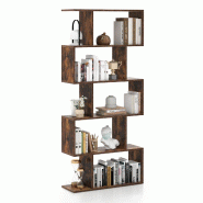 Helloshop26 - Bibliothèque 5 niveaux en forme de S 70 x 23,5 x 158 cm structure stable moderne pour salon bureau en bois café 20_0015048 - 300022860