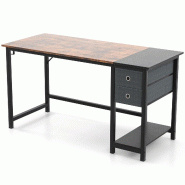 Helloshop26 - Bureau 140 x 60 x 75 cm poste de travail moderne avec 2 tiroirs pratique et durable en bois d'ingénierie marron 20_0019993 - marron mé