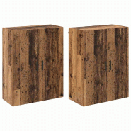 Helloshop26 - Lot de 2 armoires murales modernes 69,5 x 34 x 90 cm avec grands espaces de rangement épuré contemporain en bois 02_0056049 - Bois mas