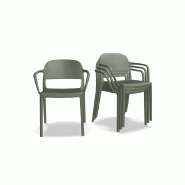 Lot de 4 chaises avec acc. BLENDY - olive
