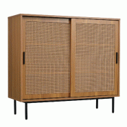 Merax buffet de cuisine style campagne, 2 portes coulissantes et étagère réglable, meuble 100×90×37 cm - marron multi-matériau WF317673AAA