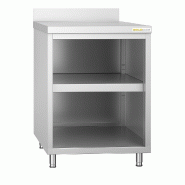 Meuble bas inox ouvert 600x600 mm adossée PREMIUM - GOLDINOX - gris inox 3701770808618