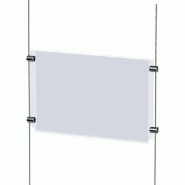 Porte-affiche A4 horizontal - polystyrène 2mm - avec 4 pinces