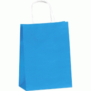 Sac kraft bleu ciel poignées torsadées 18x8x24cm - par 100