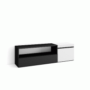 SKRAUT HOME Meuble TV, Banc Télé, 150x45x35cm, Pour les TV jusqu'à 65", Meubles de salon, Blanc et noir - blanc Bois manufacturé 54_1