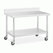Table Inox 120x70cm - Avec Roulettes et Dosseret - Equipementpro - SW-1207SR Table Inox 120x70cm - Avec Roulettes et Dosseret - Equipementpro - SW-1207SR