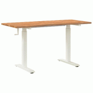 Bureau Blanc et Brun Clair 140 x 60 cm Bois de chêne massif Modèle Orion Jardin - 8721364836747