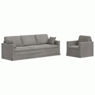 Canapé 2 pcs Gris clair 228 x 78 x 80 cm Velours Modèle Aero Soleil Élite - Matériau naturel 8721364375123