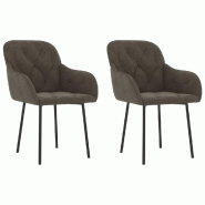 Décoshop26 - Set de 2 chaises de salle à manger en tissu velours gris et métal DEC025528 - gris métal 3000255296668