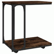 Décoshop26 - Table d'appoint console d'entrée meuble de salon sur roulettes 50 x 35 x 55,5 cm bois d'ingénierie marron et acier DEC032550 - marron