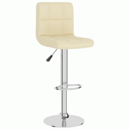 Décoshop26 - Tabouret de bar x1 chaise haute hauteur réglable en tissu crème cadre en acier DEC029468 - 3000257390661