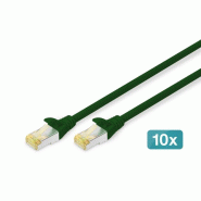 DIGITUS CAT 6A S/FTP câble patch, 10 pièces, 0,5 m, vert - vert 4016032469070
