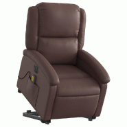 Fauteuil inclinable de massage électrique marron similicuir Modèle Kerdelion - 8721012167377