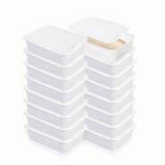 GILAC Lot 16 bacs à diviseuse 20 L + 16 couvercles - blanc - Blanc G155161 - blanc 3573678703100