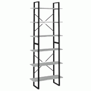 Helloshop26 - Armoire haute bibliothèque contemporaine avec 6 étagères 80 x 30 x 210 cm en bois d'ingénierie gris 02_0048448 - gris métal 3000235