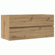 Helloshop26 - Armoire lavabo murale design moderne salle de bain 100 x 38,5 x 45 cm en bois d'ingénierie chêne artisanal 02_0050826 - Bois massif 30