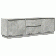 Helloshop26 - Meuble TV avec lumières LED design élégant rangement 160,5 x 41 x 50 cm en bois d'ingénierie gris béton 02_0055833 - gris Bois mass