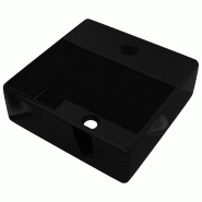 Helloshop26 - Vasque rectangulaire à trou 38 x 30 cm pour salle de bain en céramique noir 02_0002516 - 3000100131533
