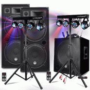 Pack SONO 3200W Dj MEGA BASSES - Subwoofer bi-amplifié 18" 46cm - Enceintes 215, Portiques 8 Lumières BAR CLUB DJ SOIREE MIX - 3666638047069