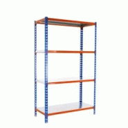 PROREGAL Étagère pour charges lourdes MID METAL SHARK | HxLxP 150x100x40cm | Charge du compartiment 180kg | Bleu-orange - bleu métal PR_RS138-89 PROREGAL Étagère pour charges lourdes MID METAL SHARK | HxLxP 150x100x40cm | Charge du compartiment 180kg | Bleu-orange - bleu métal PR_RS138-89