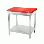 Table de travail en inox 600x700 mm avec plaque de découpe rouge PREMIUM - GOLDINOX - gris inox 3701770843633