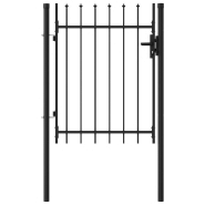 Vidaxl portillon simple porte avec dessus à pointe acier 1x1,2 m noir 146033