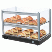 Vitrine chaude avec 2 niveaux et vitre droit, +70°C 560x347x395 mm - VIRTUS - 0615402106634