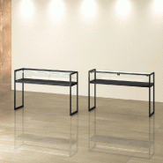 Vitrine T-Métal table 150x45xH95cm 1 bande LED - noir