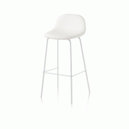 AQA Design Ensemble de 2 tabourets STING en cuir blanc imitation L.42 P.43 H.91,5 MP01995 - blanc textile MP01995