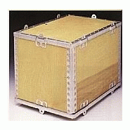 Caisse bois constituée de panneaux de contreplaqué renforcés par des cornières d'acier - ExPak Caisse bois constituée de panneaux de contreplaqué renforcés par des cornières d'acier - ExPak