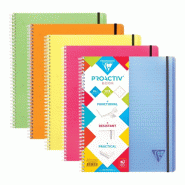 Clairefontaine Lot de 5 Cahier Linicolor Fresh Proactiv'Book A4+, 160p./80 feuilles perfo. Détachables 90 g/m² reliure intégrale, quadrillé 5x5 -