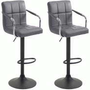 CLP Lot de 2 Tabourets de Bar Lucy  V2 en Similicuir Gris/Noir - gris polyester 315818