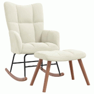Décoshop26 - Fauteuil à bascule d'allaitement rembourré relax pour salon avec repose-pied en velours crème DEC028772 - beige 3000257052248 Décoshop26 - Fauteuil à bascule d'allaitement rembourré relax pour salon avec repose-pied en velours crème DEC028772 - beige 3000257052248