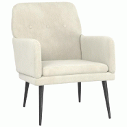 Décoshop26 - Fauteuil lounge design moderne 62 x 79 x 79 cm velours crème et métal DEC026863 - beige métal 3000256048495