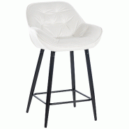 Décoshop26 - Tabouret de bar chaise haute x1 assise effet capitonnée en velours blanc crème et métal noir 10_0004884 - blanc 3000252343846 Décoshop26 - Tabouret de bar chaise haute x1 assise effet capitonnée en velours blanc crème et métal noir 10_0004884 - blanc 3000252343846