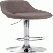 Décoshop26 - Tabouret de bar x1 pivotant hauteur réglable en tissu taupe surpiqûres décoratives cadre en métal chromé 10_0005706 - métal 3000265167804