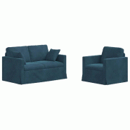 Ensemble de Canapés 2 pcs Bleu 138 x 78 x 80 cm Velours Modèle Apex Soleil - Matériau naturel 8721364374027