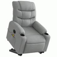 Fauteuil inclinable de massage électrique Gris clair Tissu Modèle Kalista - 8721012219014_0
