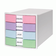 HAN Boîte à tiroirs IMPULS, 4 tiroirs fermés, coloris blanc/4 coul. Pastel - 4012473120105