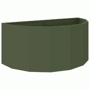 Helloshop26 - Jardinière demi-ronde moderne extérieur 120 x 60 x 50 cm esthétique chic en acier vert olive 02_0052946 - vert métal 3000237665673