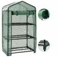 Helloshop26 - Mini-serre 3 niveaux jardin intérieur 69 x 49 x 125 cm accès facile finition résistante en polyéthylène vert 02_0045930 - vert acie