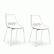 LOT DE 2 CHAISES DESIGN JAM PIÉTEMENT MÉTAL CHROMÉ ASSISE BLANCHE ET ORANGE