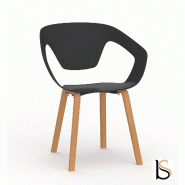 Lot de 4 chaises de collectivité Liner - Mobel Linea. - Noir_0