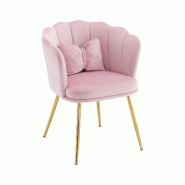 Merax 1x fauteuil rembourré à dossier pétale, coussin papillon, pieds métal doré, velours rose - rose multi-matériau WF532311AAP Merax 1x fauteuil rembourré à dossier pétale, coussin papillon, pieds métal doré, velours rose - rose multi-matériau WF532311AAP