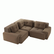 Merax Canapé d'angle modulable 2 places, Cloud Sofa Cord sans cadre, canapé lounge près du sol, avec accoudoirs larges, marron - marron multi-maté