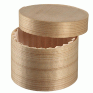 Mini boite ronde avec couvercle bois et papier cuisson blanc 100ml - par 200