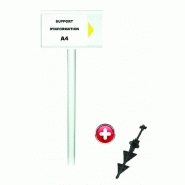 Poteau PVC grande hauteur Blanc sur pointe avec support d'information A4 - 2000628 Poteau PVC grande hauteur Blanc sur pointe avec support d'information A4 - 2000628