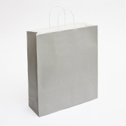 Sac kraft gris poignées torsadées 36x12x41cm - Grand format - Par 50