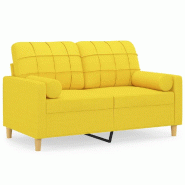 VidaXL Canapé 2 places avec oreillers jaune clair 120 cm tissu Modèle Romena - 3200779