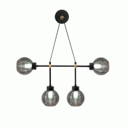 WellHome - Applique murale Baikal en noir et fumé 78x15x65cm - multicolore métal WH2865